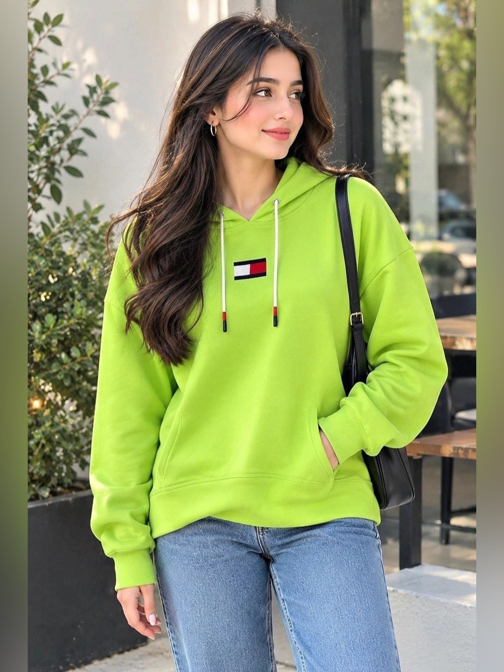 Tommy Hilfiger Flag Embroidery Terry Hoodie Green